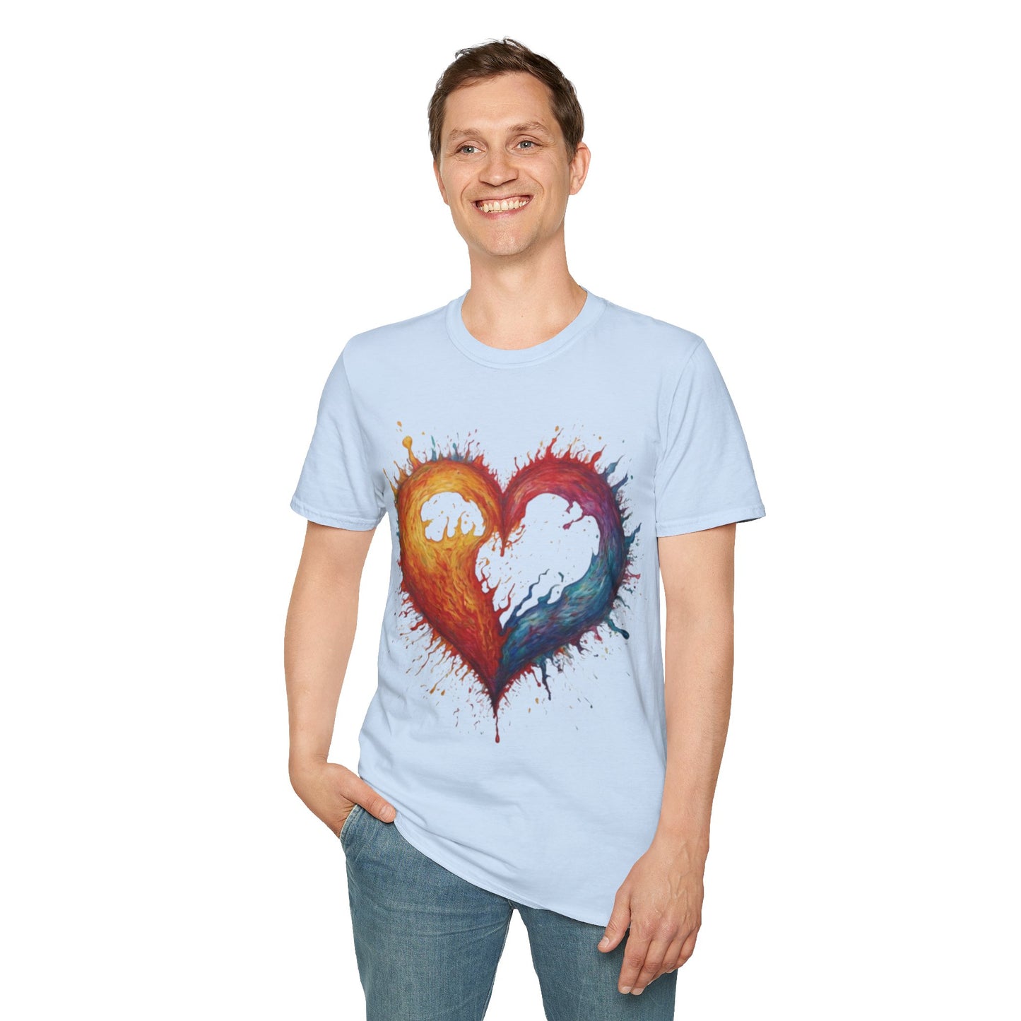 Colourful Burning Love Heart - Unisex T-Shirt