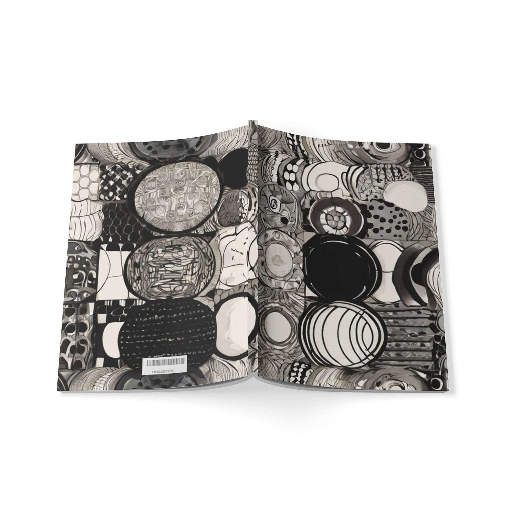 Black and White Circle Patterns - Softcover Notebook, A5