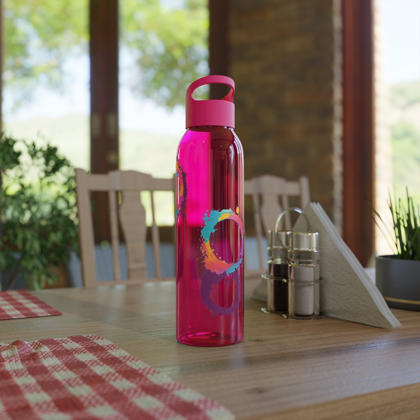 Colourful Circles Paint Art - Sky Water Bottle