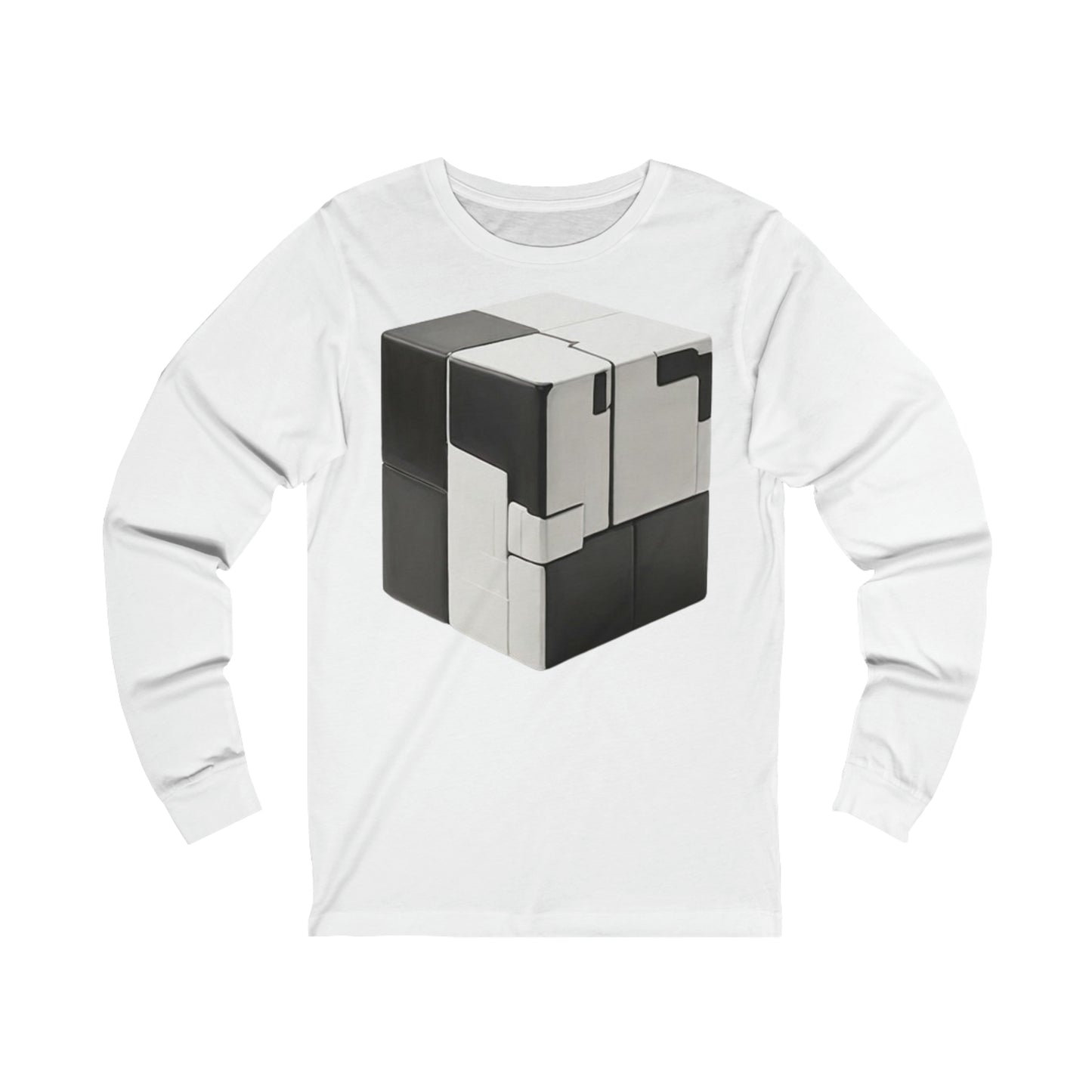 Black and White Cube - Unisex Long Sleeve T-Shirt