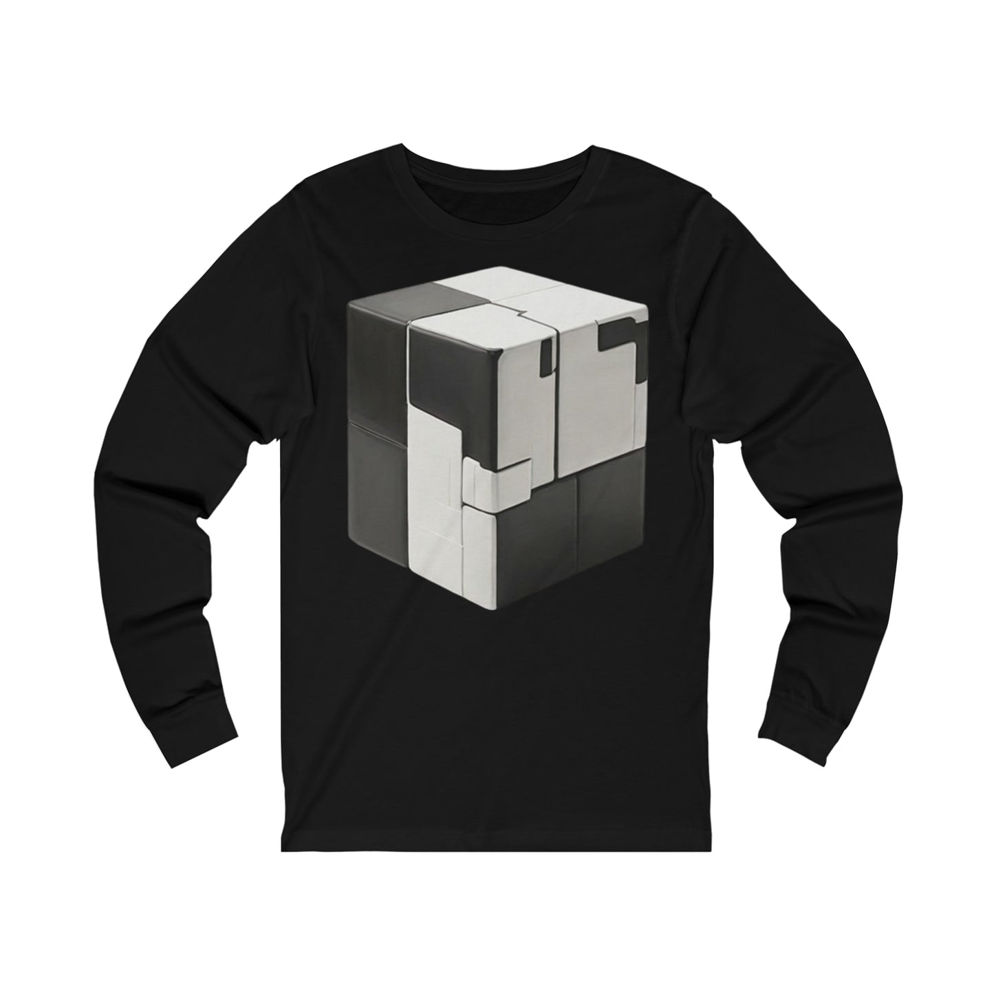 Black and White Cube - Unisex Long Sleeve T-Shirt