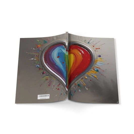 Colourful Silver framed Love Heart - Softcover Notebook, A5