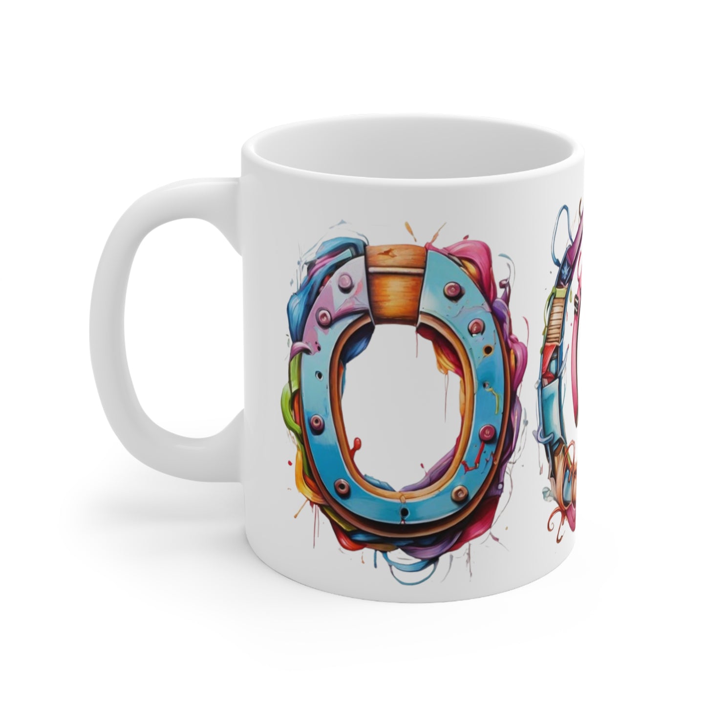 Colourful Horseshoe Mug - Ceramic Coffee Mug 11oz