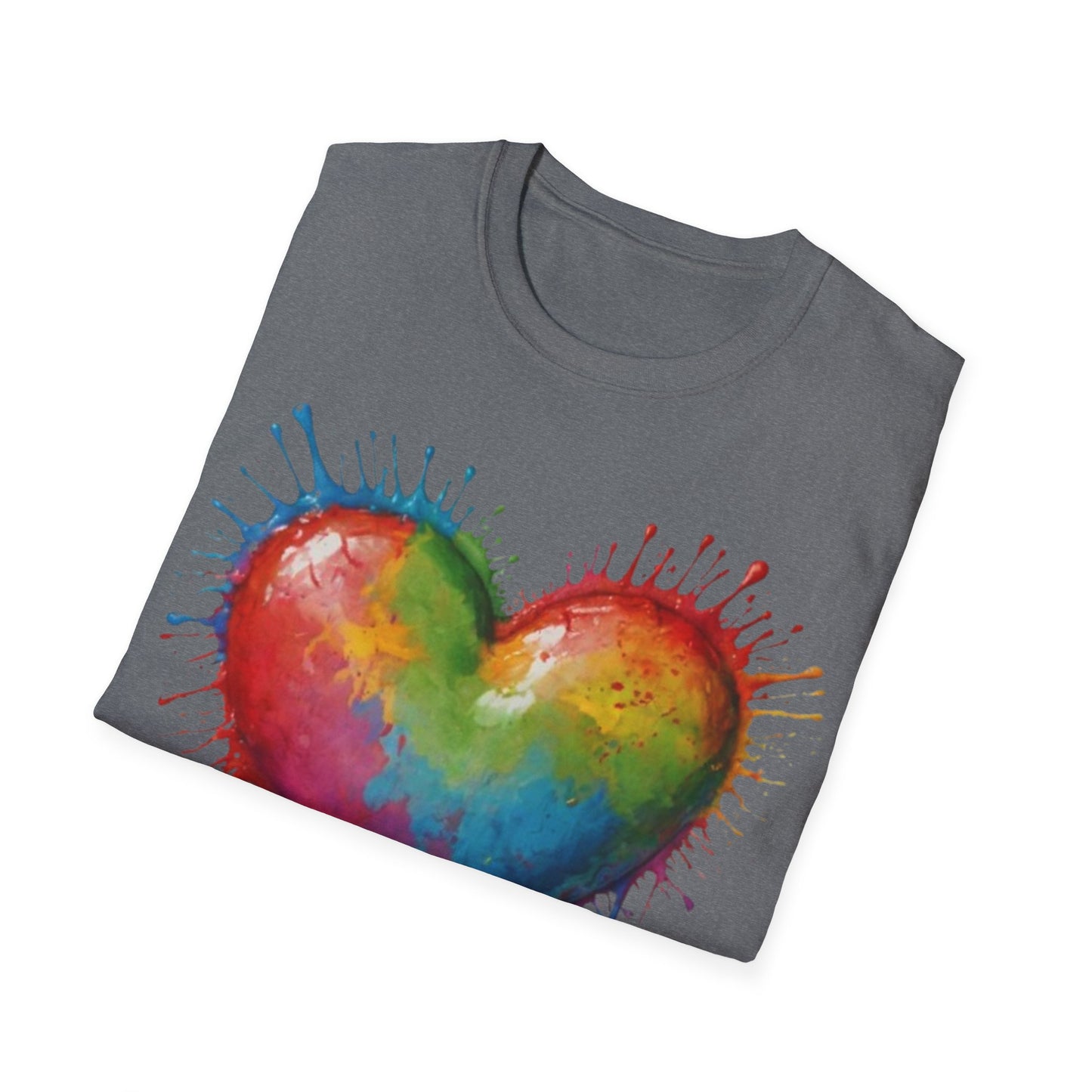 Colourful Messy Dripping Heart - Unisex T-Shirt