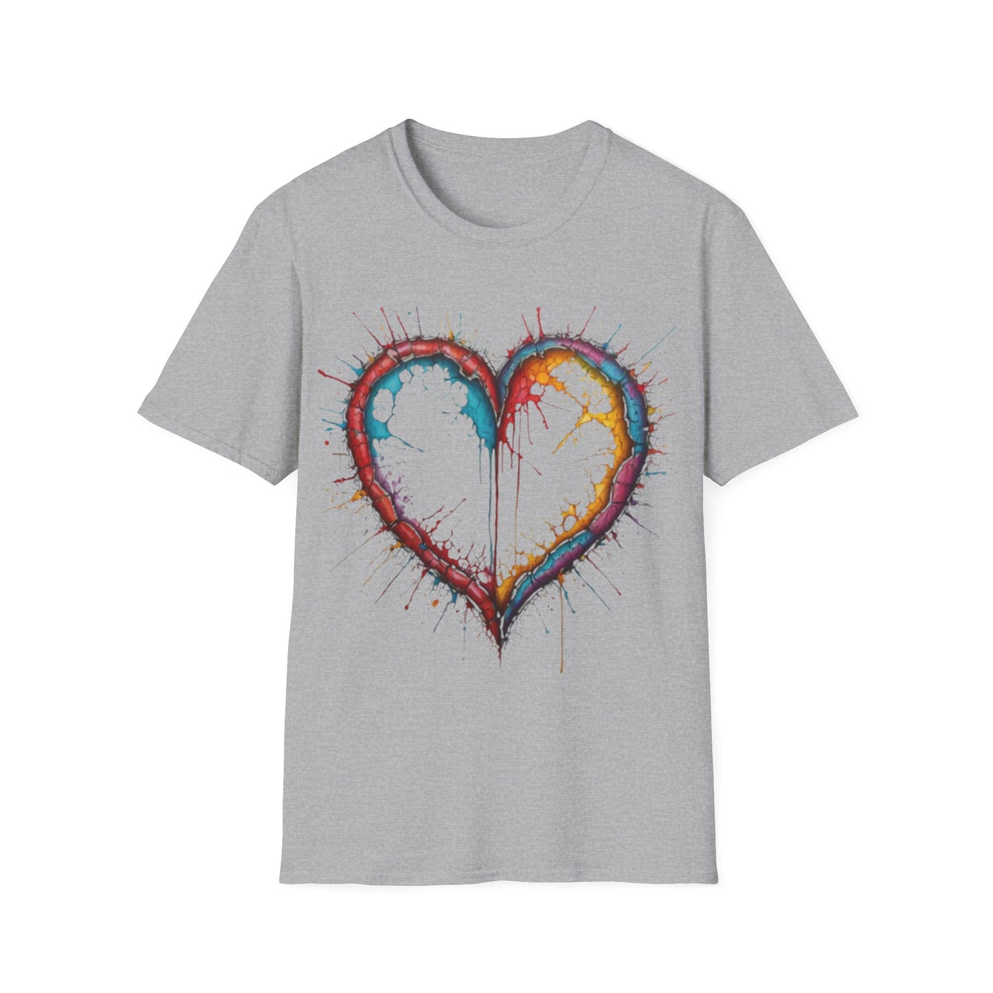 Hollow Colourful Messy Love Heart - Unisex T-Shirt