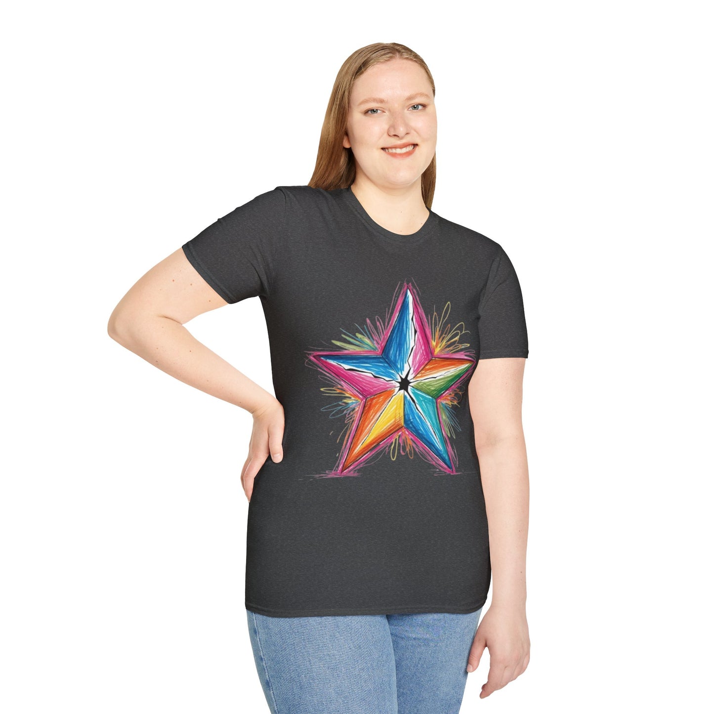 Vibrant Coloured Messy Star - Unisex T-Shirt