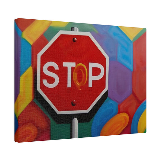 Colourful Stop Sign Canvas - Matte Canvas, Stretched, 0.75"