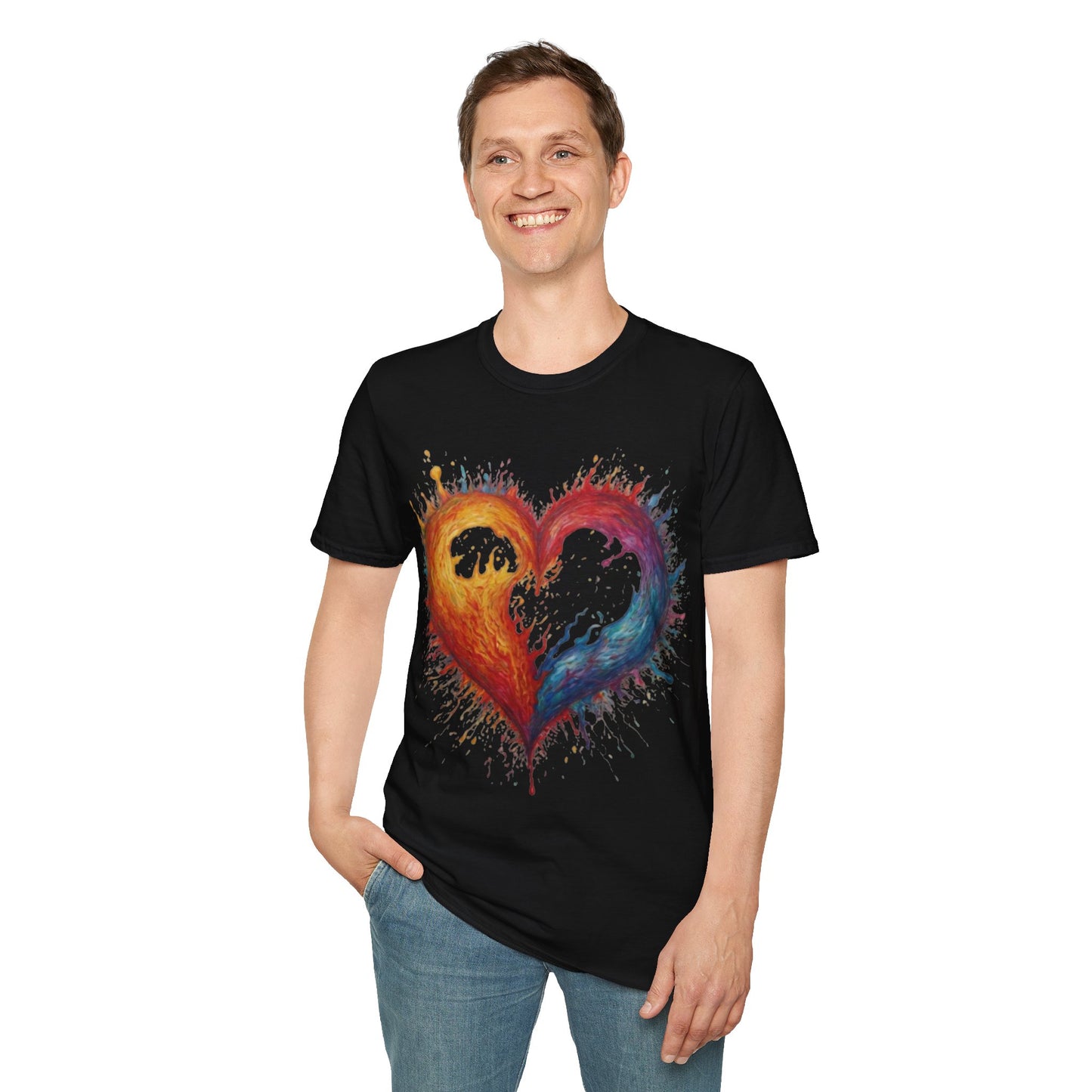 Colourful Burning Love Heart - Unisex T-Shirt