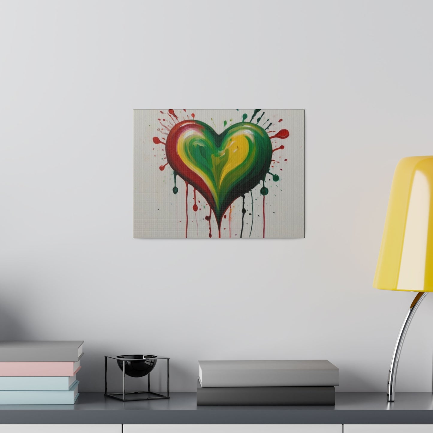 Dripping Green Love Heart - Matte Canvas, Stretched, 0.75"
