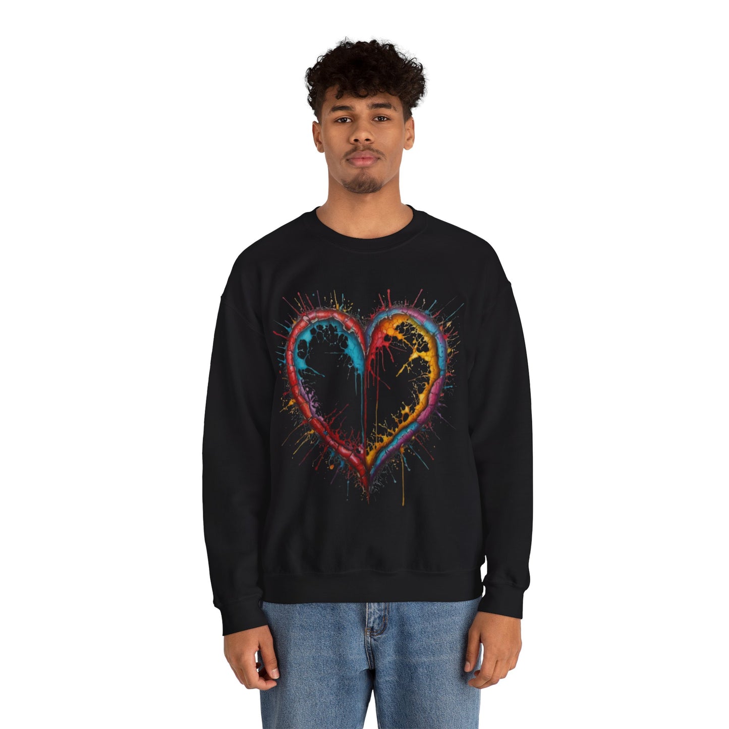 Hollow Colourful Messy Love Heart - Unisex Heavy Sweatshirt