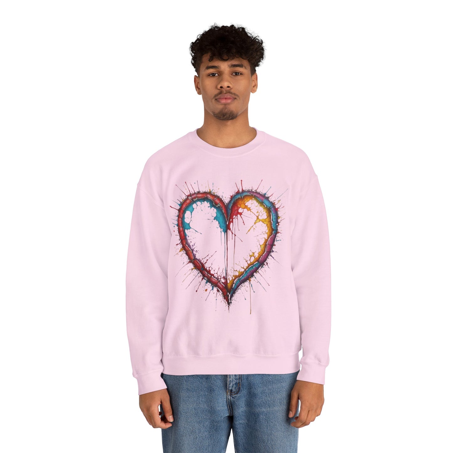 Hollow Colourful Messy Love Heart - Unisex Heavy Sweatshirt