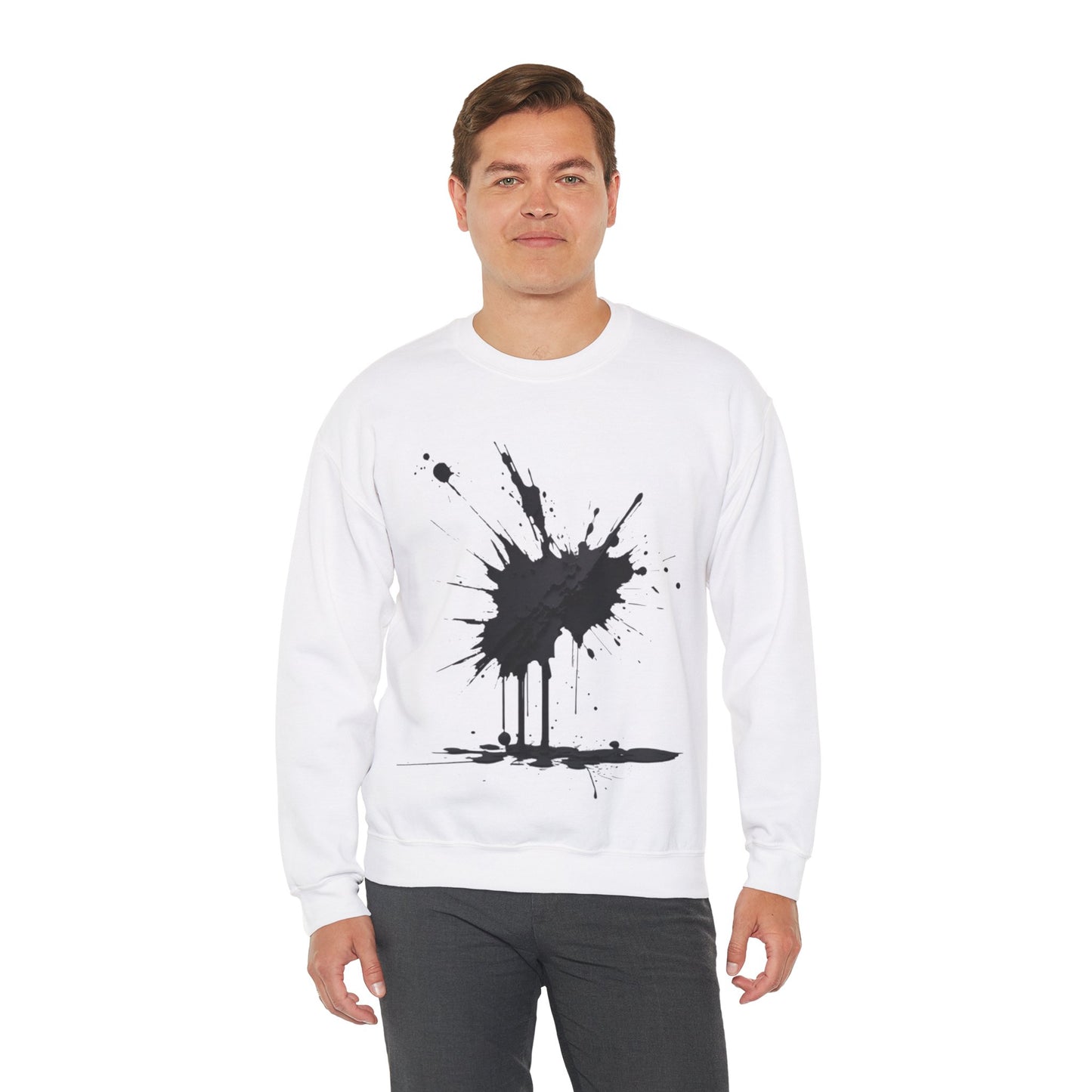 Black Paint Splatter Art - Unisex Crewneck Sweatshirt