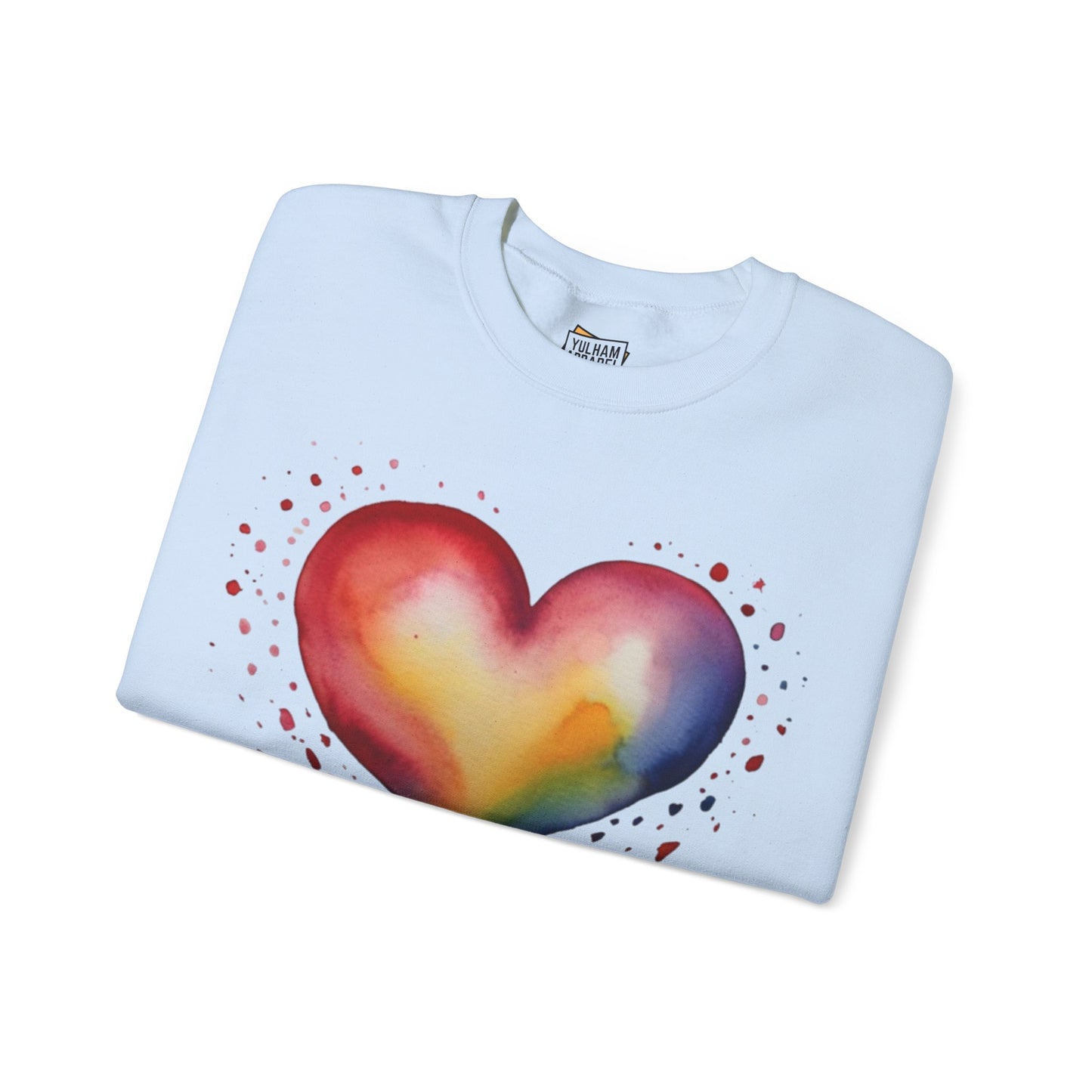 Colourful Watercolour Style Love Heart - Unisex Crewneck Sweatshirt