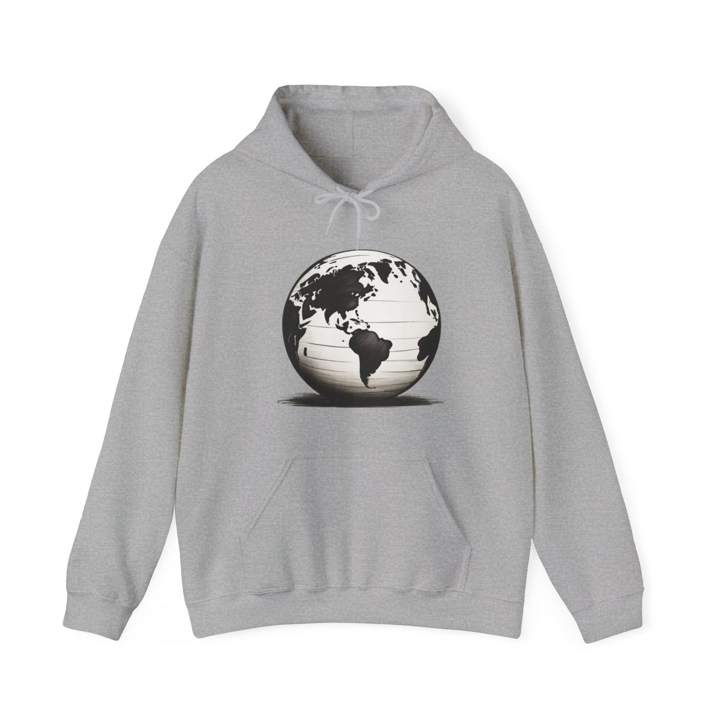 Black and White Earth Sphere - Unisex Hooded Sweatshirt
