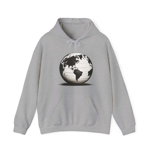 Black and White Earth Sphere - Unisex Hooded Sweatshirt