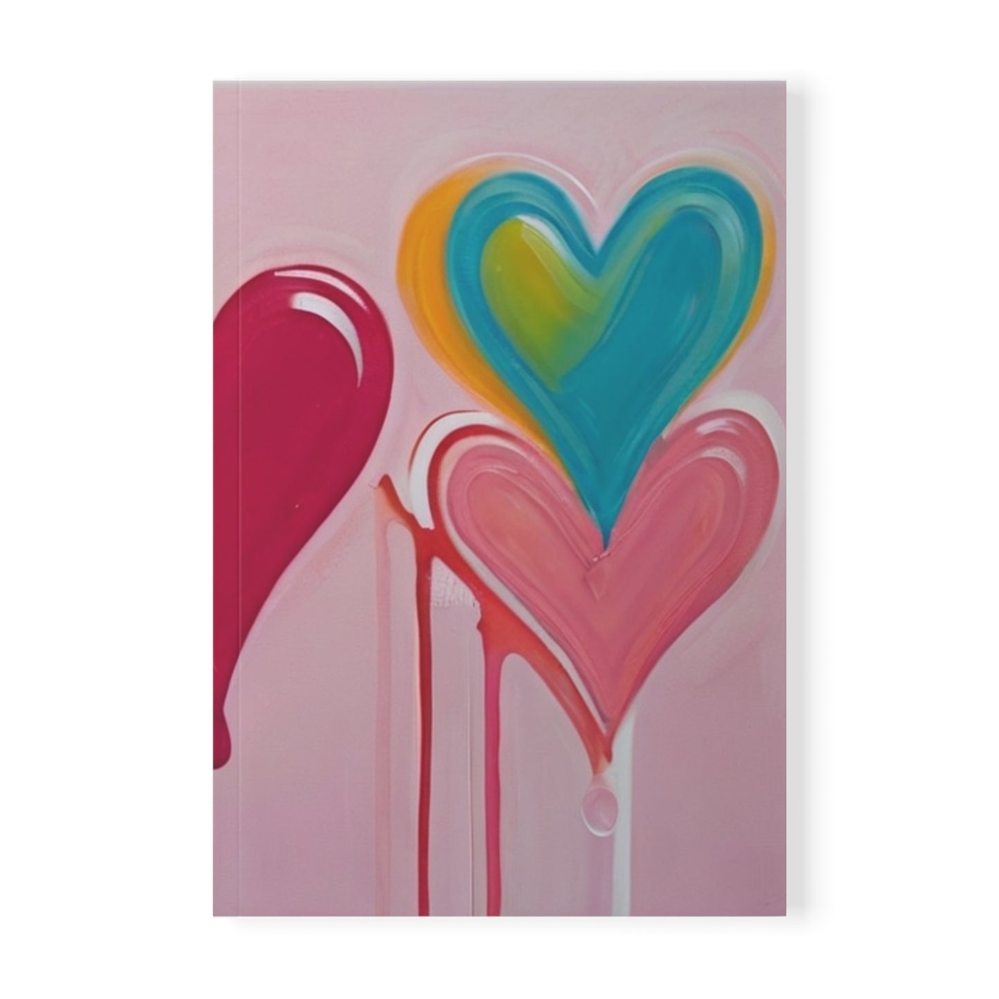 Dripping Multicoloured Love Hearts - Softcover Notebook, A5