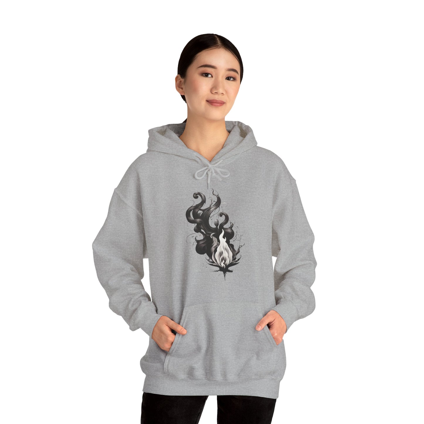 Black and White Flame - Unisex Hooded Sweatshirt