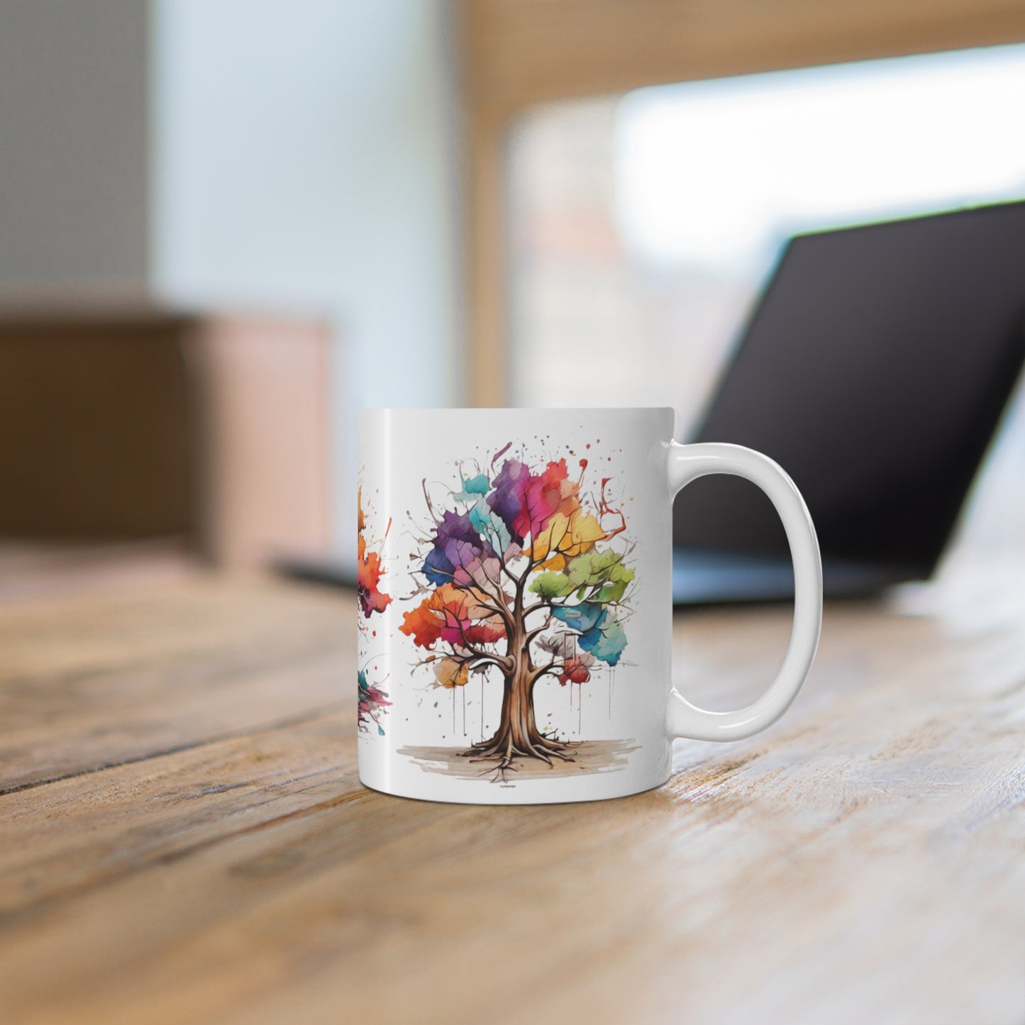 Messy Colourful Trees Mug - Ceramic Coffee Mug 11oz