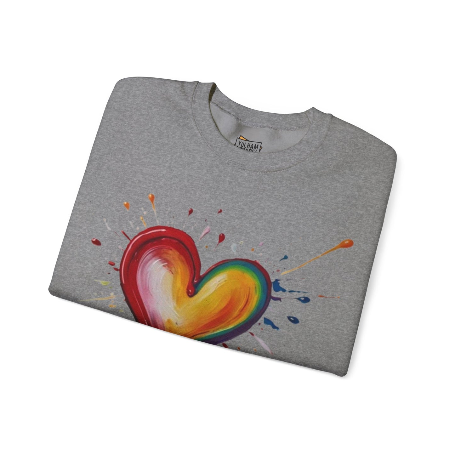 Messy Painted Colourful Slanted Love Heart - Unisex Crewneck Sweatshirt