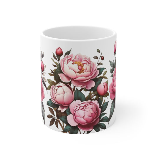 Peonies Flower Mug - Ceramic Coffee Mug 11oz