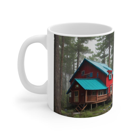 Lonely Cabin In The Woods Mug - Ceramic Coffee Mug 11oz