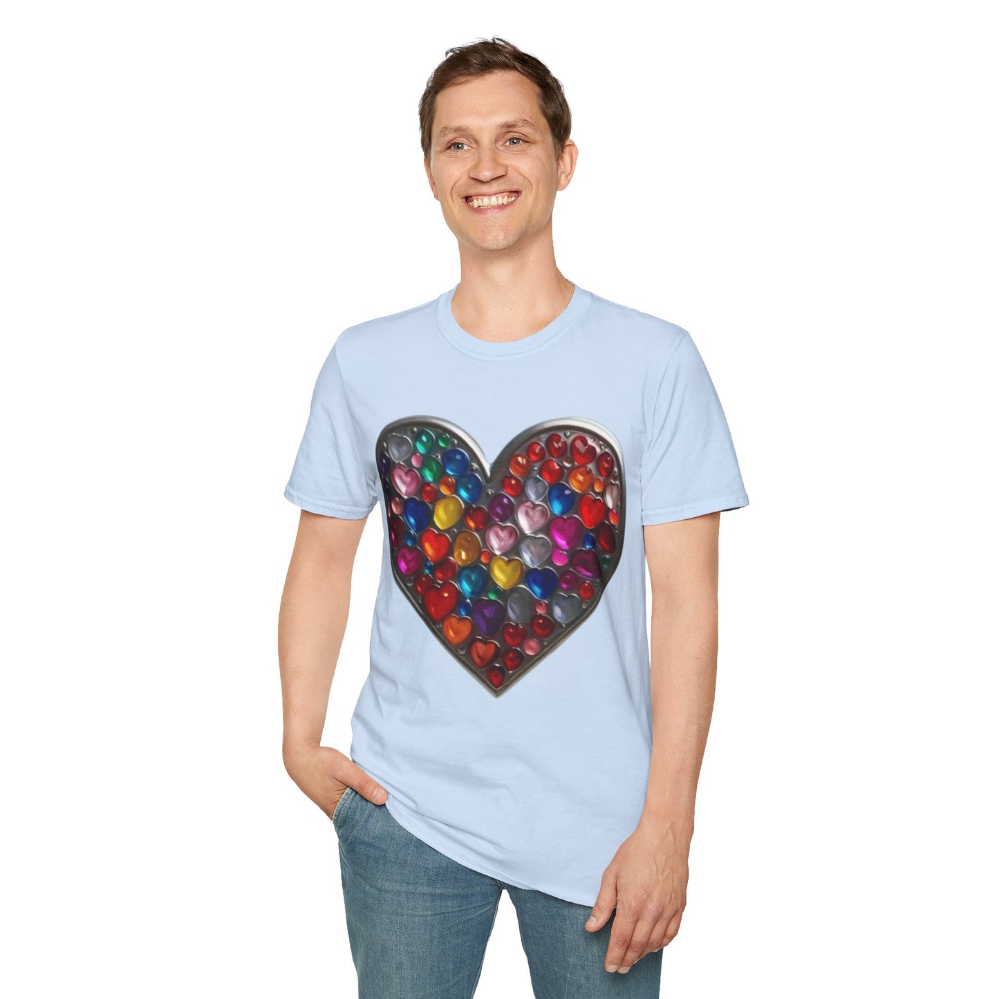 Multicoloured Silver Love Heart - Unisex T-Shirt