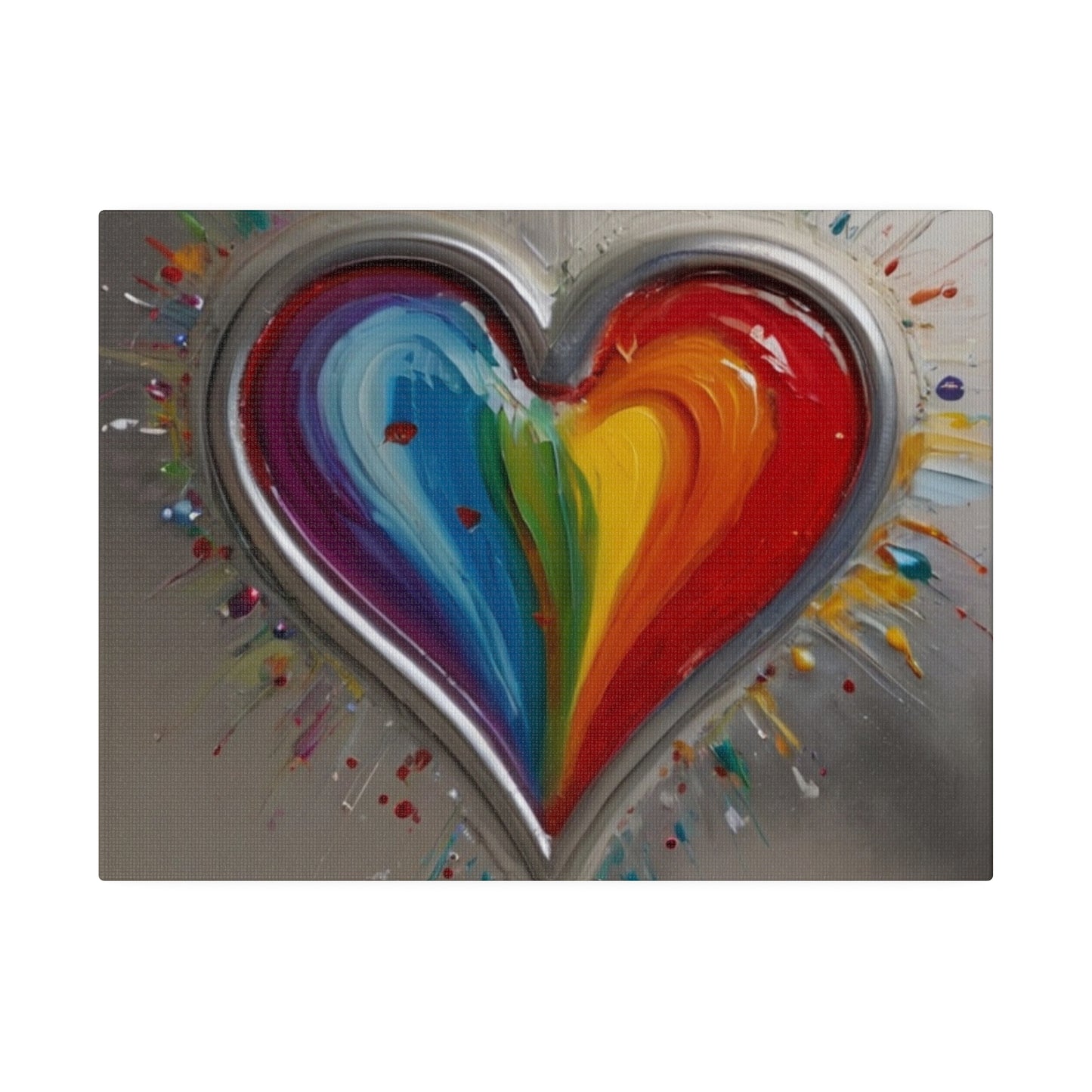 Colourful Silver Love Heart - Matte Canvas, Stretched, 0.75"