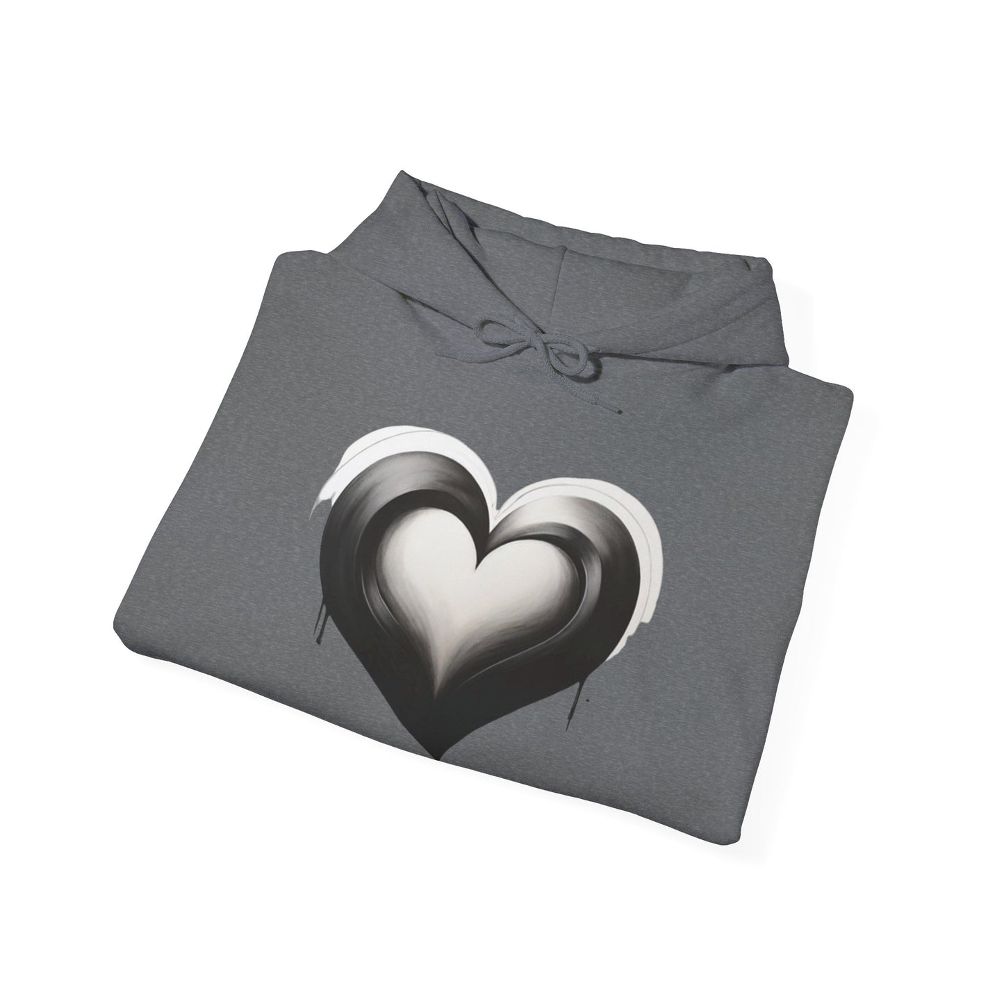 Black and White Heart - Unisex Hooded Sweatshirt