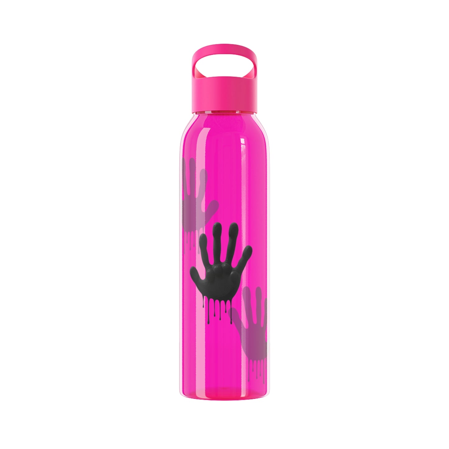 Black Hand Print Art - Sky Water Bottle