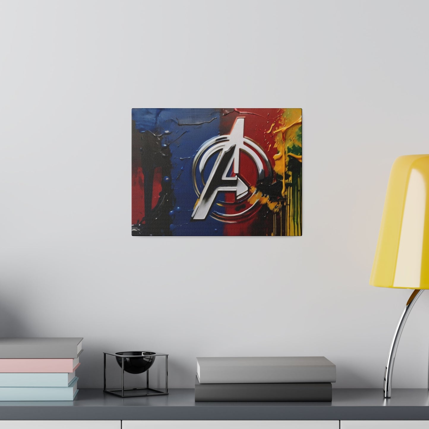 Avengers Messy Painted Logo Symbol - Matte Canvas, Stretched, 0.75"
