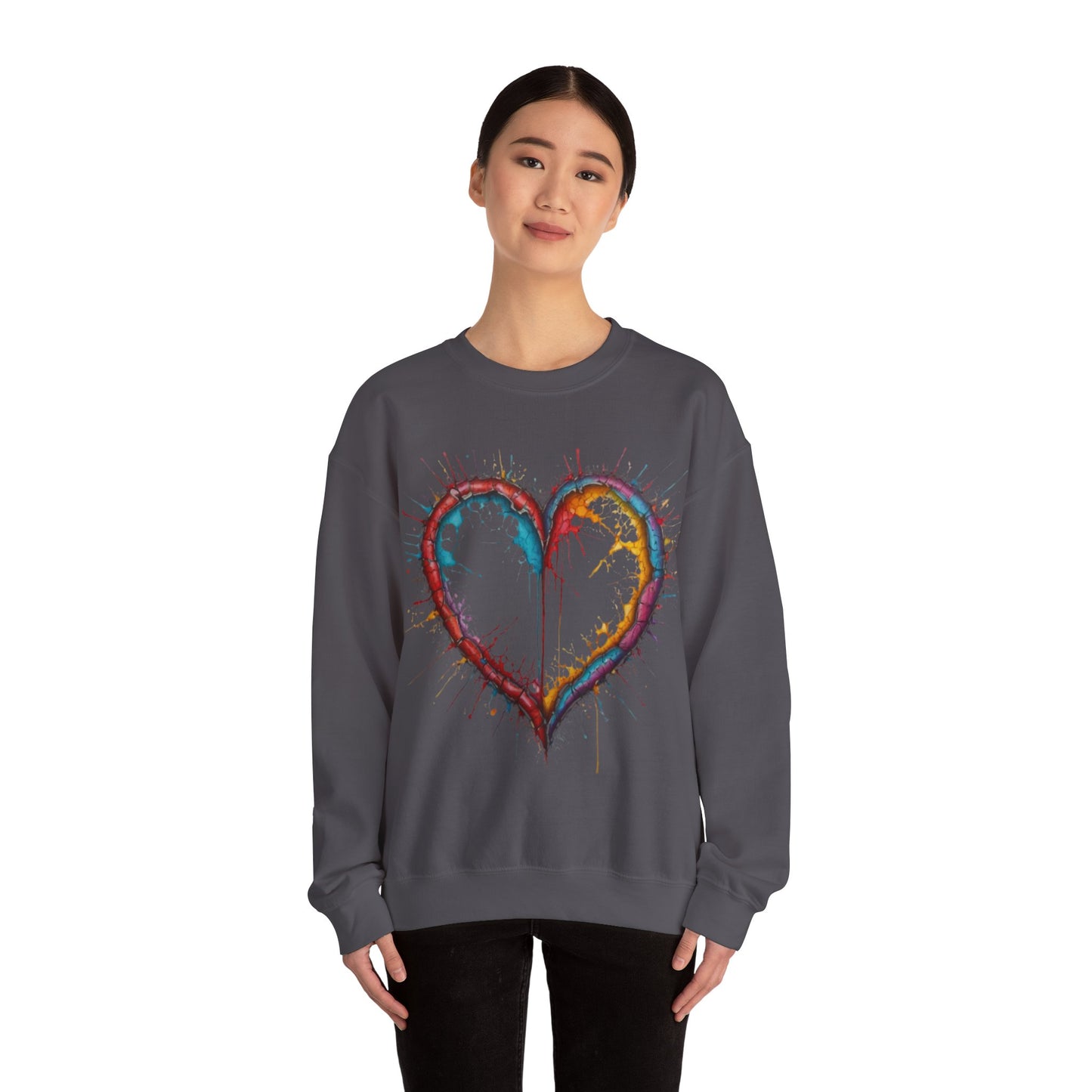 Hollow Colourful Messy Love Heart - Unisex Heavy Sweatshirt