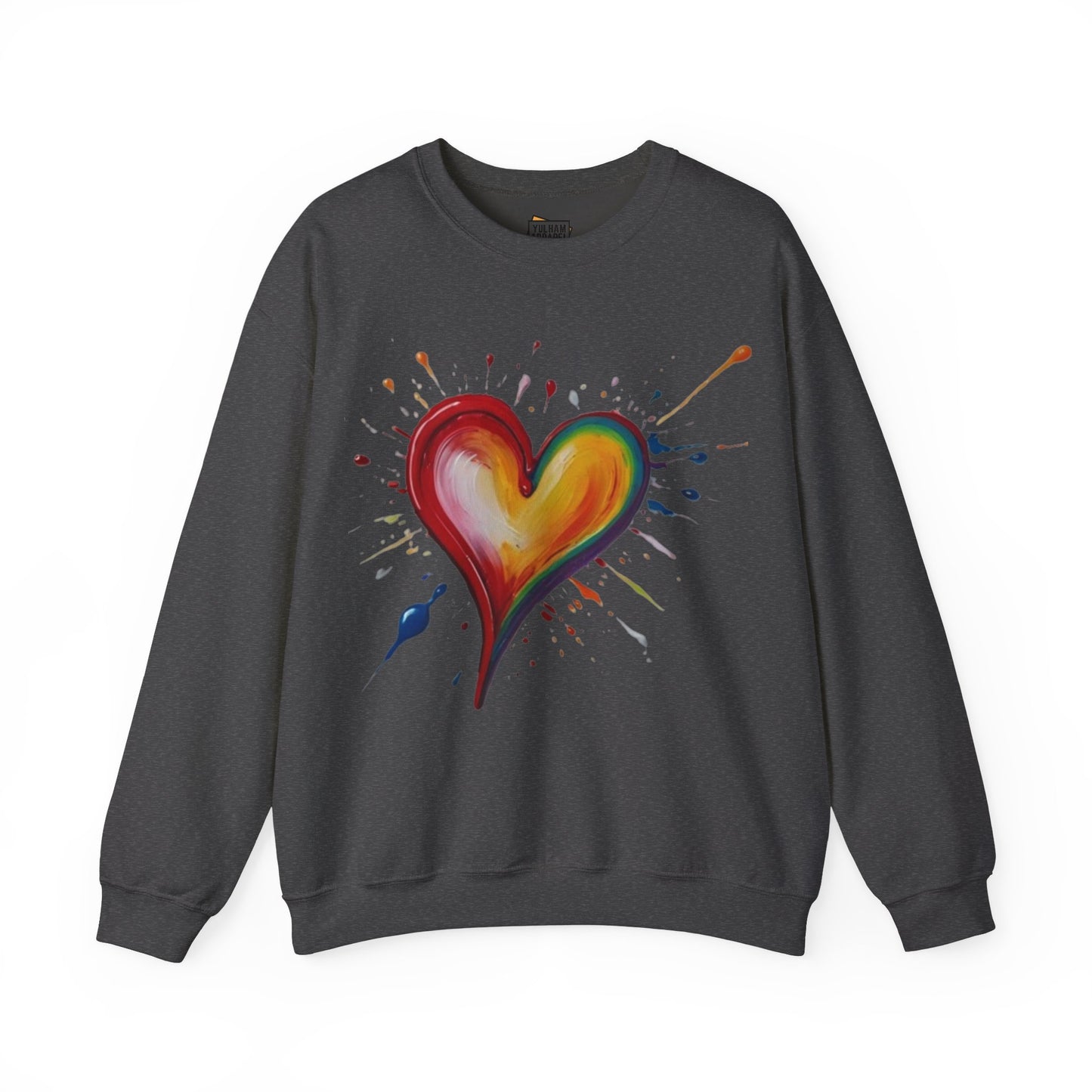 Messy Painted Colourful Slanted Love Heart - Unisex Crewneck Sweatshirt