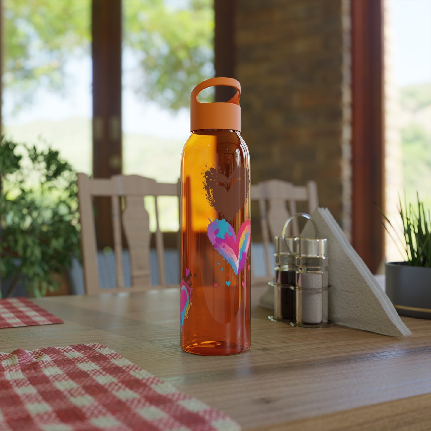 Colourful Love Hearts - Sky Water Bottle