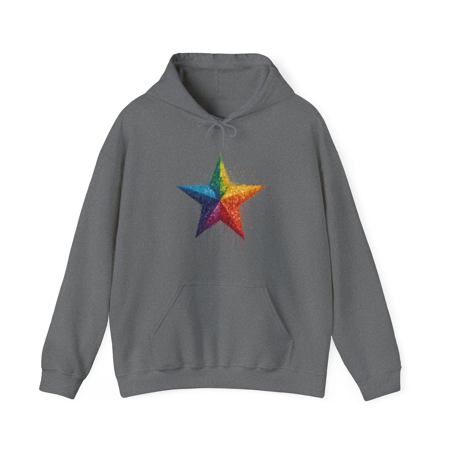 Multicoloured Pixelated Star - Unisex Hooded Sweatshirt