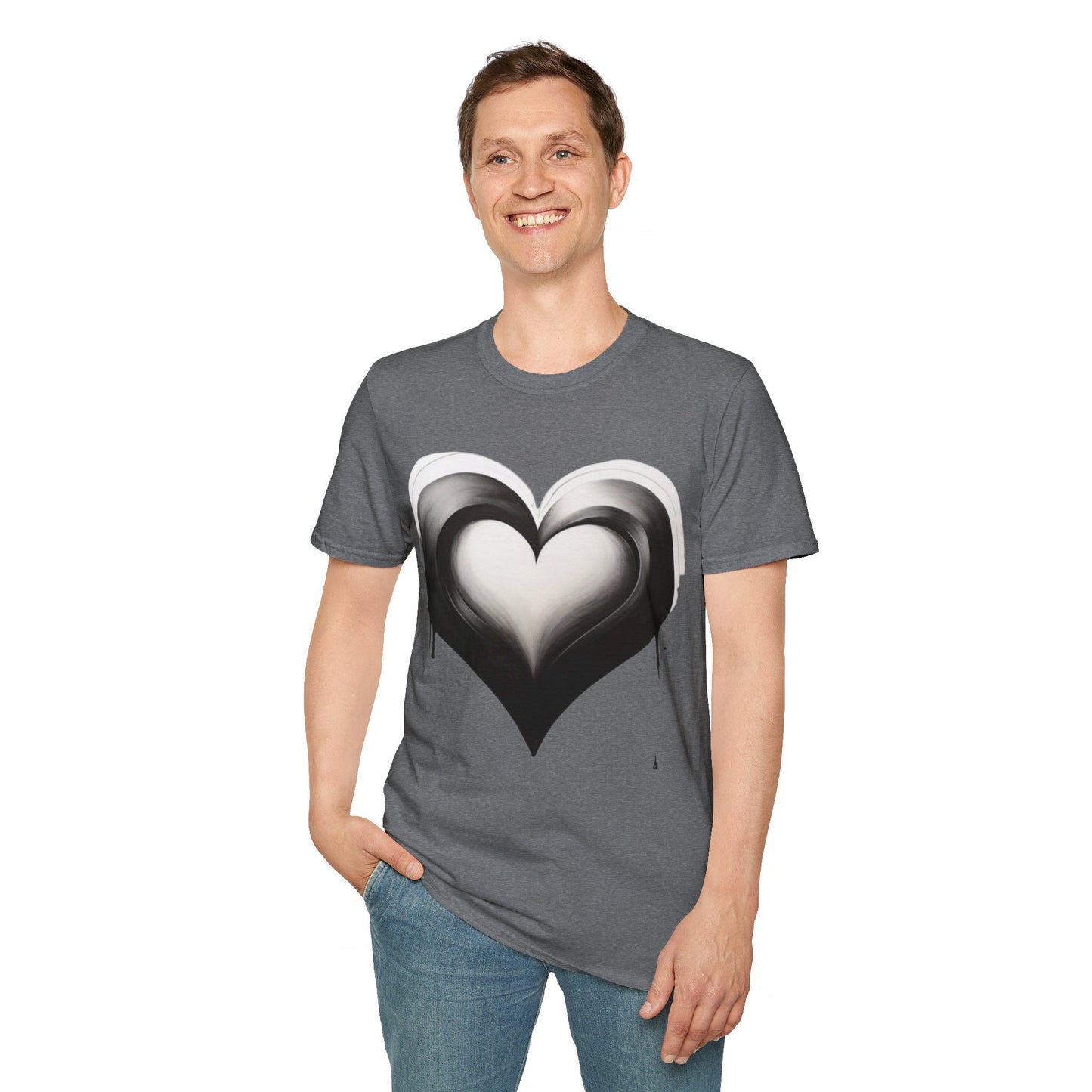 Black and White Heart - Unisex T-Shirt