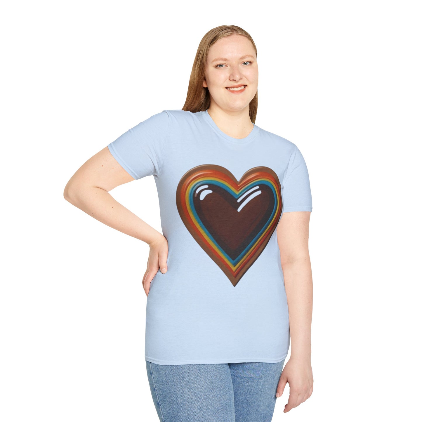 Colourful Brown Love Heart - Unisex T-Shirt