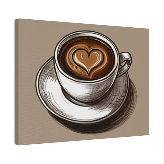 Coffee Love Heart - Matte Canvas, Stretched, 0.75"