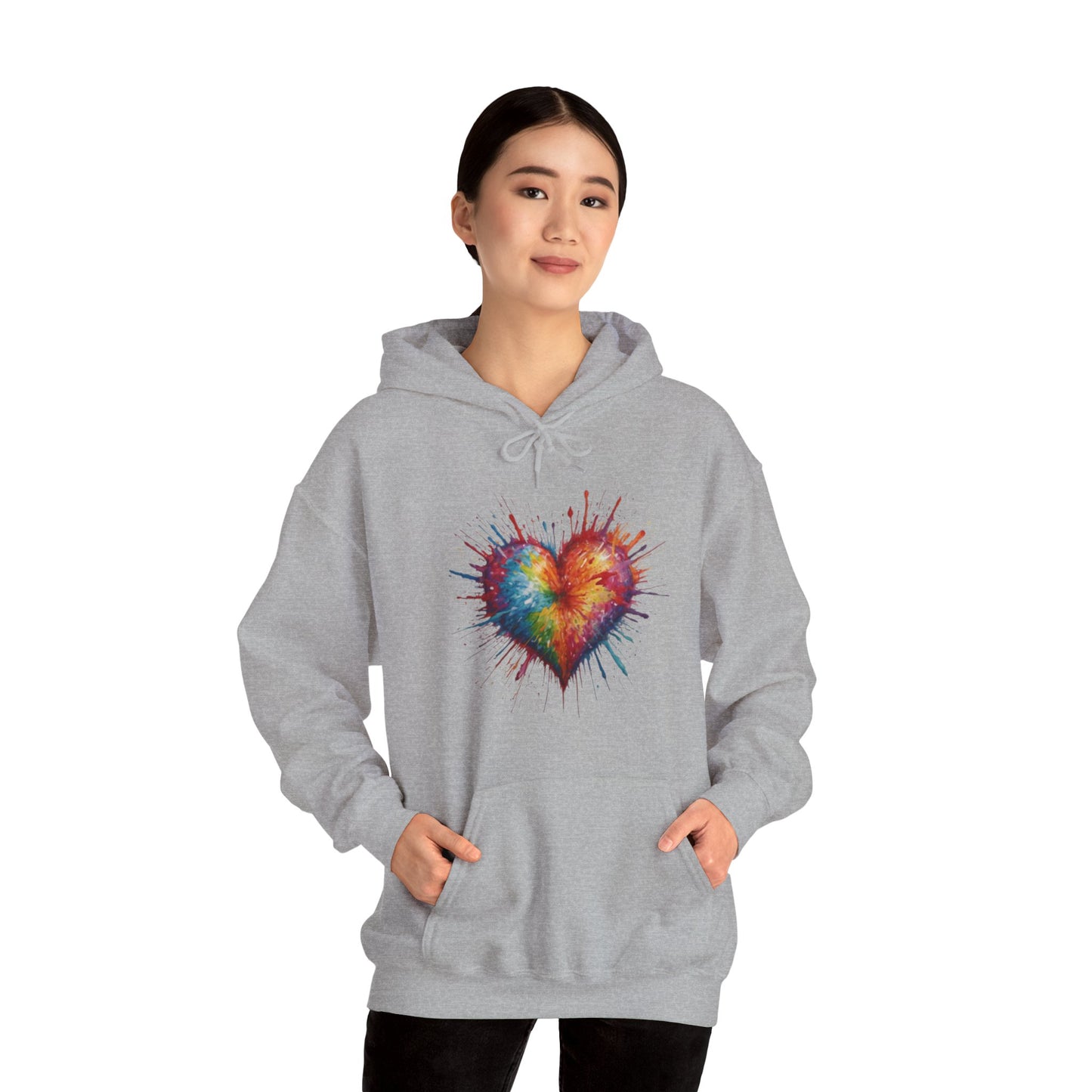 Colourful Messy Exploding Love Heart - Unisex Hooded Sweatshirt