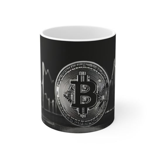 Greyscale Bitcoin Mug - Ceramic Coffee Mug 11oz