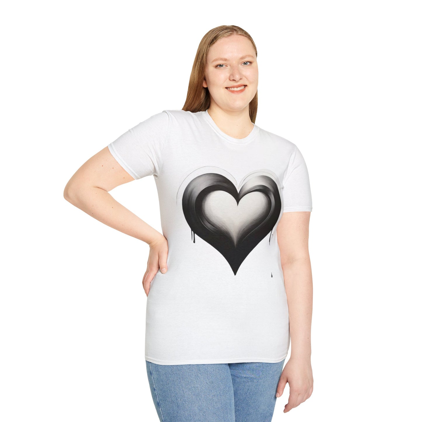 Black and White Heart - Unisex T-Shirt