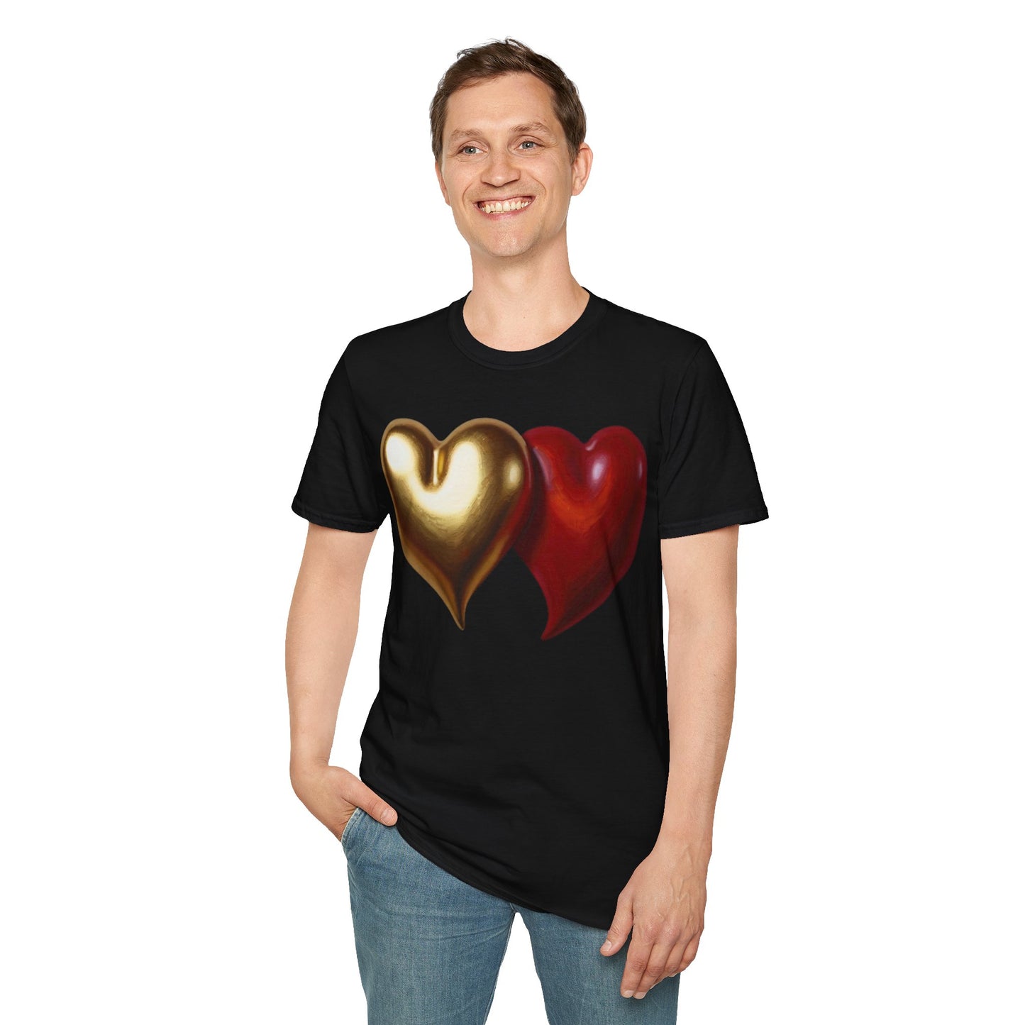 Gold And Red Love Heart - Unisex T-Shirt