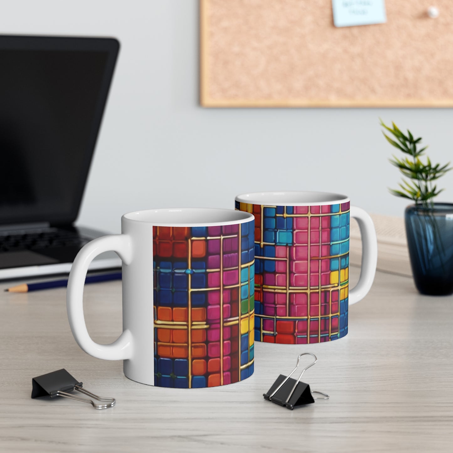 Colourful Cubes Mug - Ceramic Coffee Mug 11oz