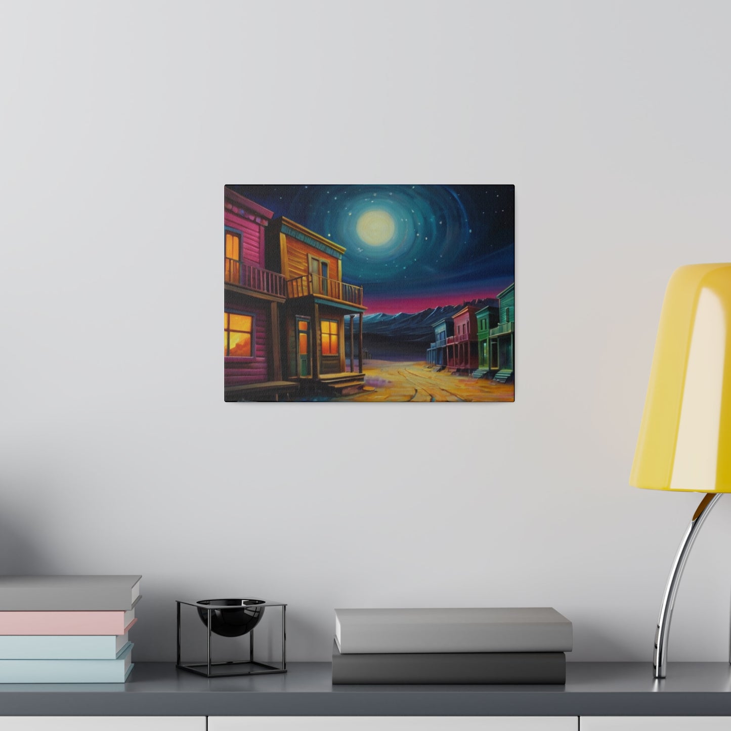 Ghost Town At Night Canvas - Matte Canvas, Stretched, 0.75"