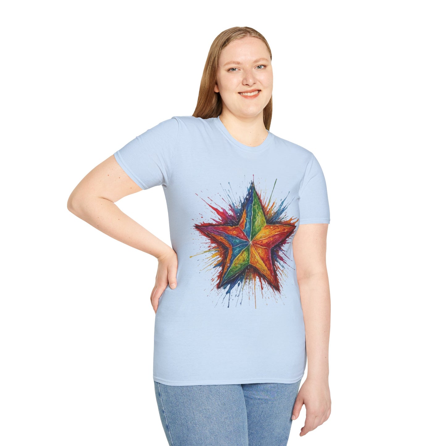 Burning Multicoloured Star - Unisex T-Shirt