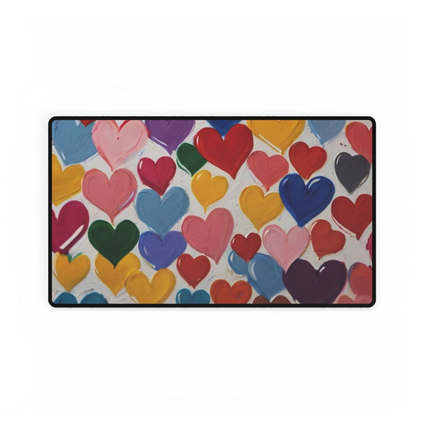 Colourful Paint Style Love Hearts - Desk Mats