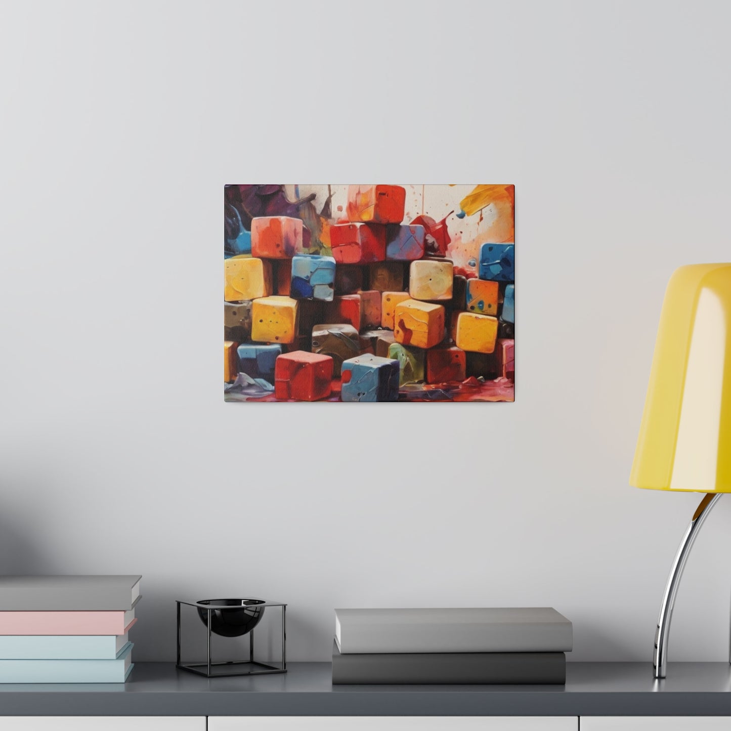 Messy Colourful Cubes - Matte Canvas, Stretched, 0.75"