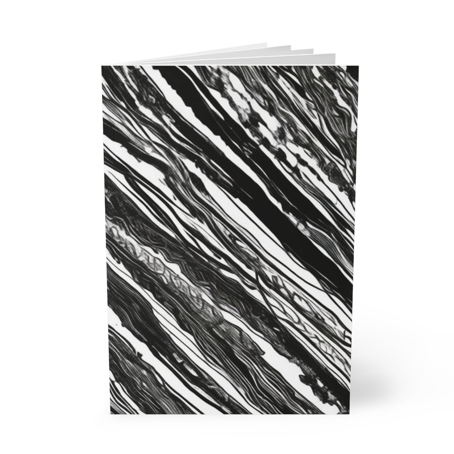 Messy Black and White Line Art - Softcover Notebook, A5