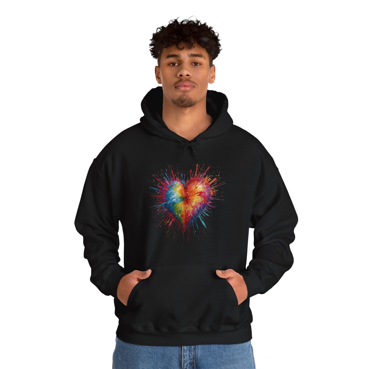 Colourful Messy Exploding Love Heart - Unisex Hooded Sweatshirt