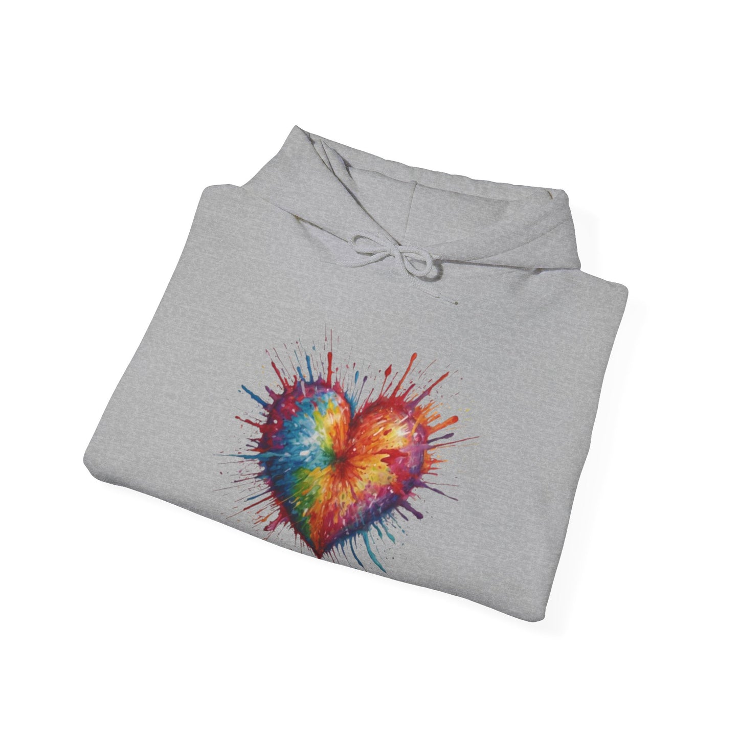 Colourful Messy Exploding Love Heart - Unisex Hooded Sweatshirt