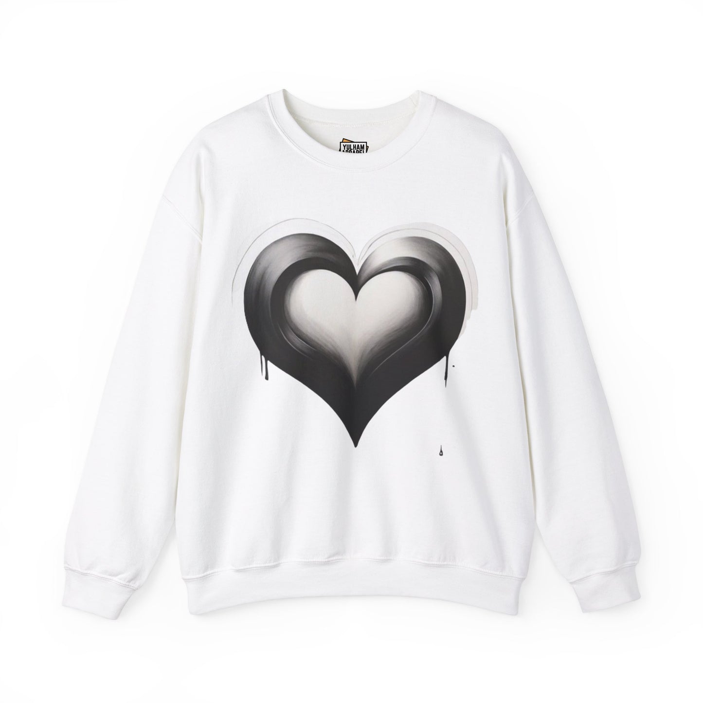 Black and White Love Heart - Unisex Crewneck Sweatshirt